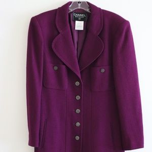 Authentic Chanel Purple Wool Jacket 1997 Size 42